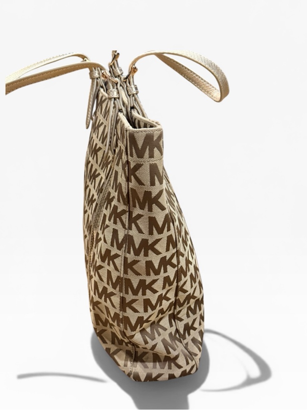 Michael Kors Monogram Sequin Stripe Tote Bag - Gold/Tan - Picture 5 of 15